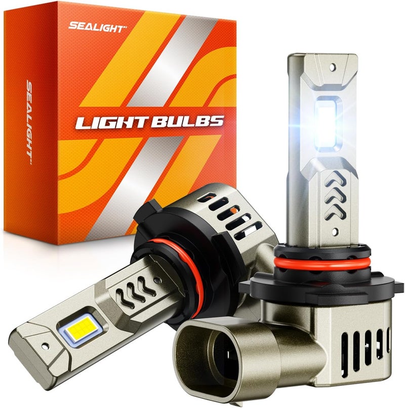 SEALIGHT مصابيح LED 9005، سطوع 1000% مصابيح قيادة أو مصابيح أمامية 9005/HB3 عالية/منخفضة، 6500K أبيض بارد، توصيل وتشغيل، مقاومة للماء IP68، عبوة من 2 - Image 1